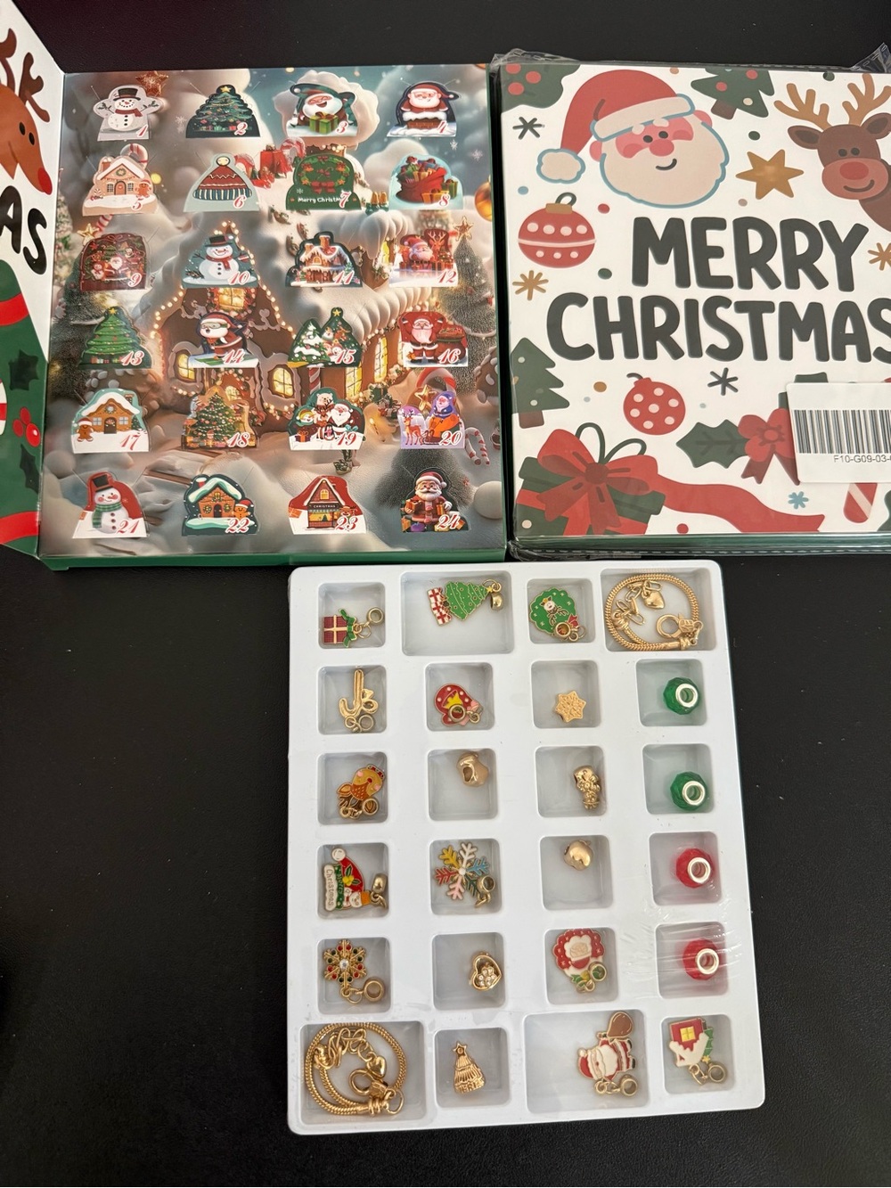 Merry Christmas Holiday Charm Advent Calendar - Green & Red